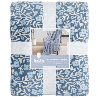 Fraiche Maison Velvet Plush Throw 152 x 177cm Ditsy Floral