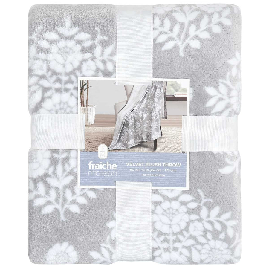 Fraiche Maison Velvet Plush Throw 152 x 177cm Layla Floral - SuperSaverAU - view 1