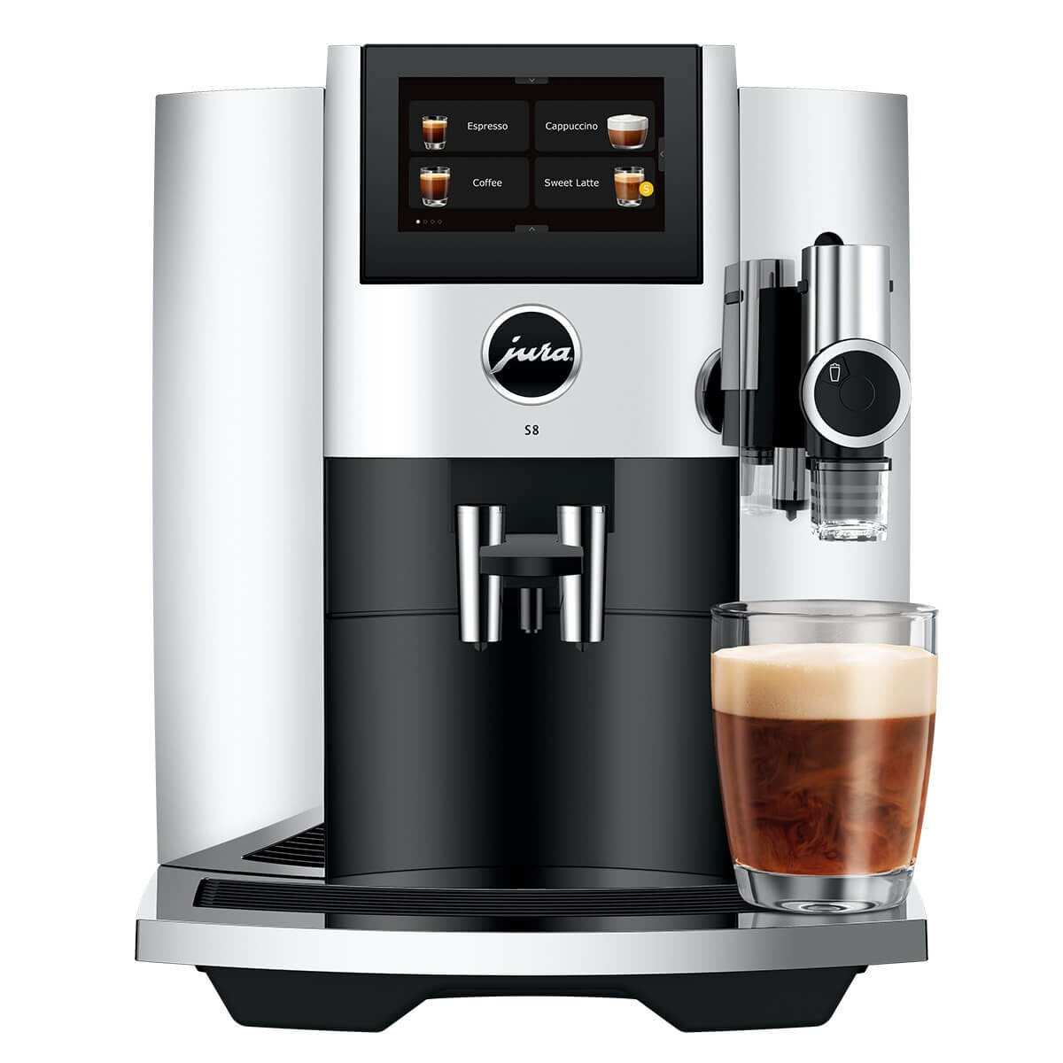 Jura S8 Automatic Coffee Machine - 27 Coffee Specialities, Sweet Foam, Chrome - 15651