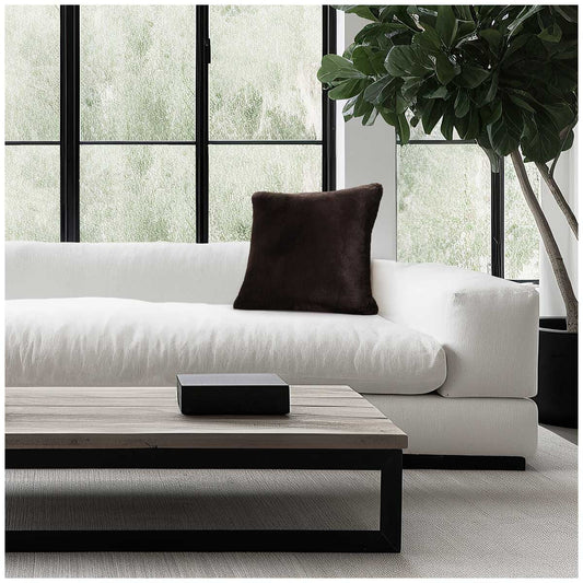 Mon Chateau Faux Fur Pillow Brown - OEKO-TEX Certified Silky Soft Faux Fur, No Fibre Shedding, Super Soft Hand Feel