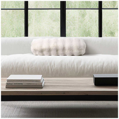 Mon Chateau Ivory Faux Fur Pillow - OEKO-TEX Certified, Silky Soft, No Fibre Shedding