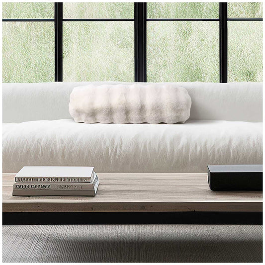 Mon Chateau Ivory Faux Fur Pillow - OEKO-TEX Certified, Silky Soft, No Fibre Shedding
