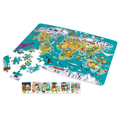 Hape World Observation Puzzle - 100 Pieces, Wooden Puzzle for Kids, Educational Toy