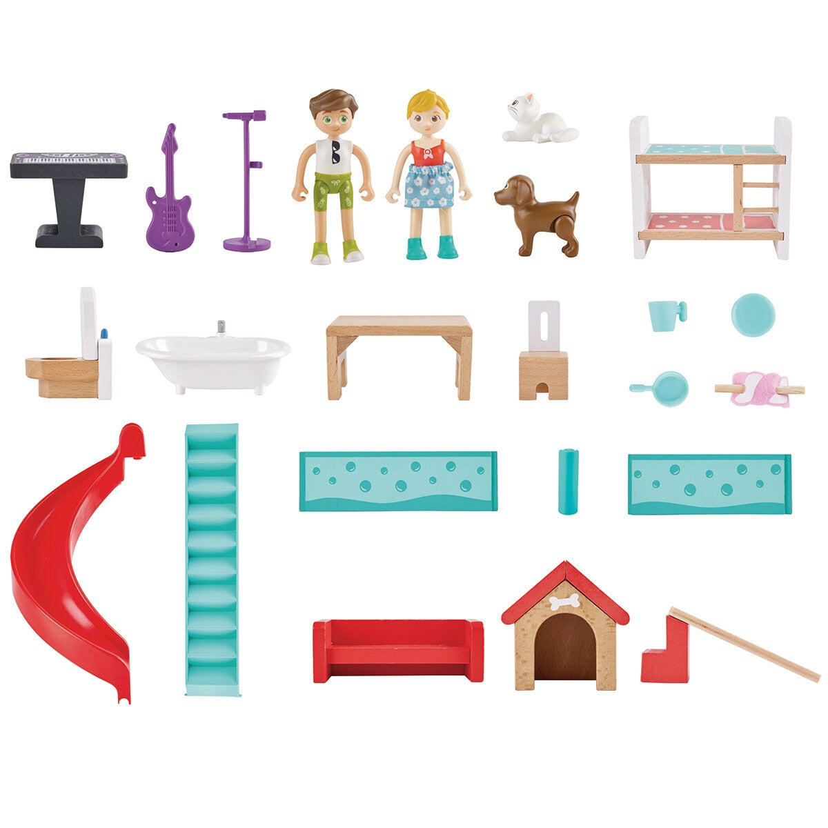 Hape Rock & Slide House Sound Effects Playset with Climbing Wall & Musical Features