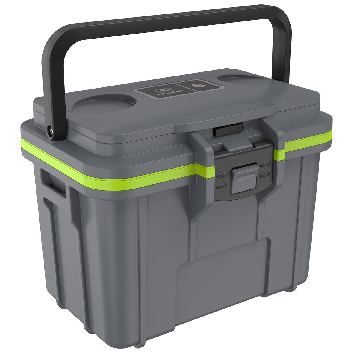 Pelican 7.57L Personal Cooler Grey/Green with Removable Ice Pack & Inner Tray - SuperSaverAU - view 2