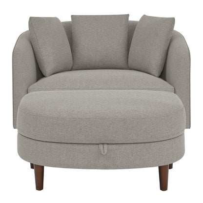 Thomasville Fabric Accent Chair with Storage Ottoman