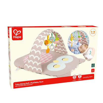 Hape Owl Bed Oscar Play Gym with Rattle Flower, Wooden Owl, and Squeaker Bird