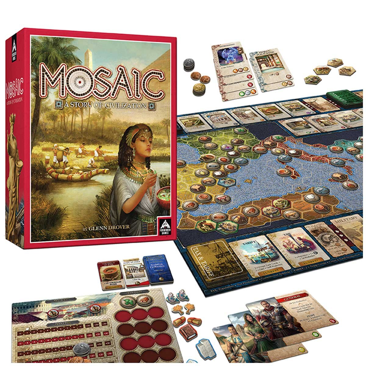 Forbidden Games Mosaic A Story Of Civilisation Board Game - Glenn Drover - Ages 14+ - 2-6 Players - Strategy Game - #2 at Essen Spiel '22