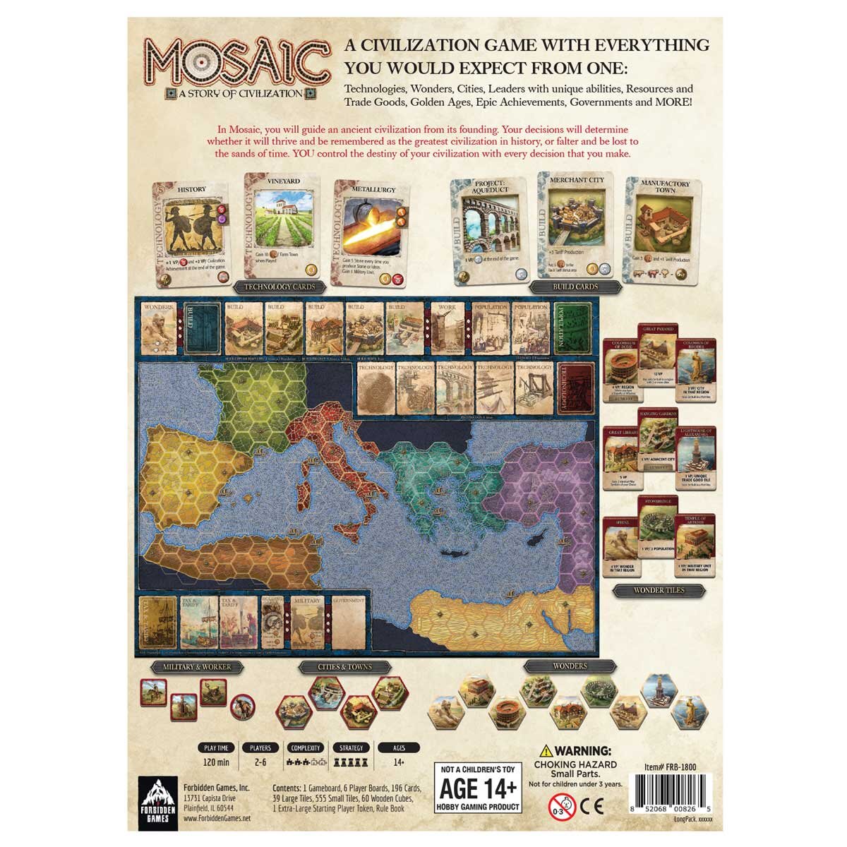 Forbidden Games Mosaic A Story Of Civilisation Board Game - Glenn Drover - Ages 14+ - 2-6 Players - Strategy Game - #2 at Essen Spiel '22