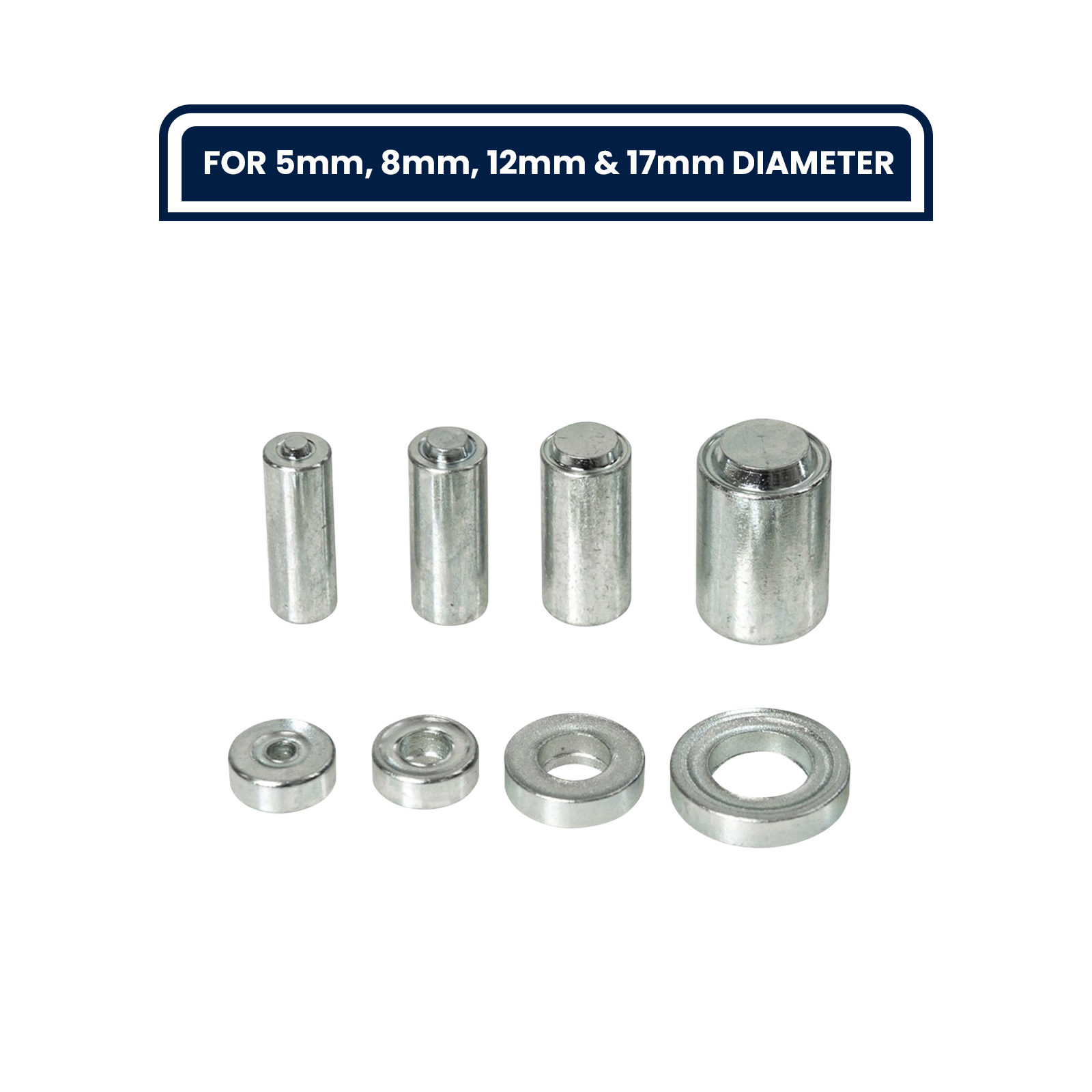 Grunt Nylon Grommet Punch Tool Kit, Suits 5mm, 8mm, 12mm & 17mm Grommets