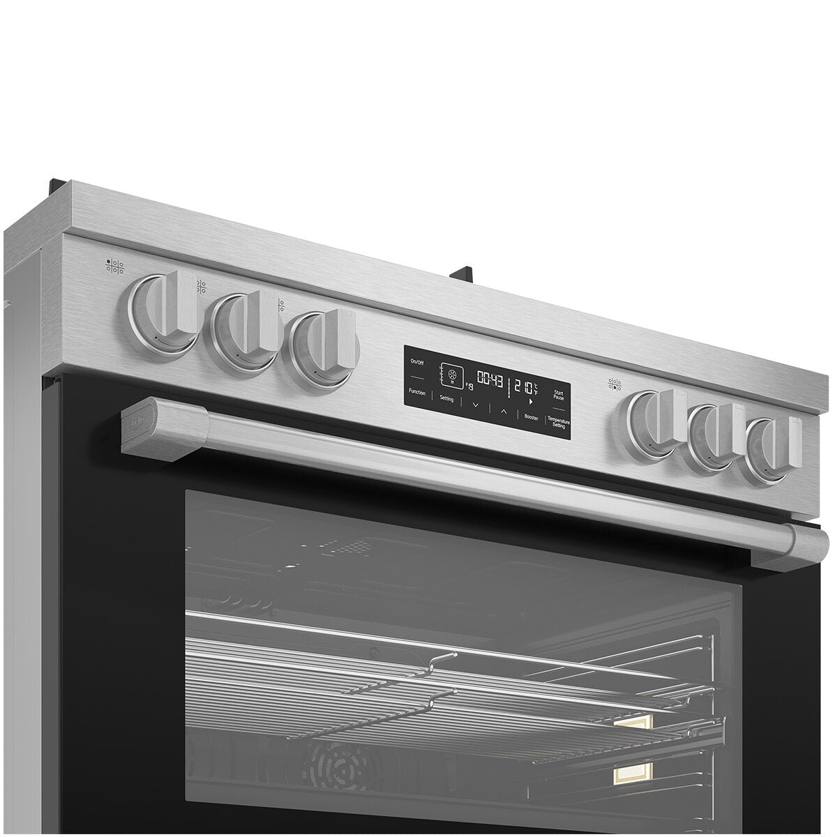 Beko 90cm Dual Fuel Freestanding Oven - 130L Twin Fan, Six Gas Burners, Stainless Steel - BFC918GMX1