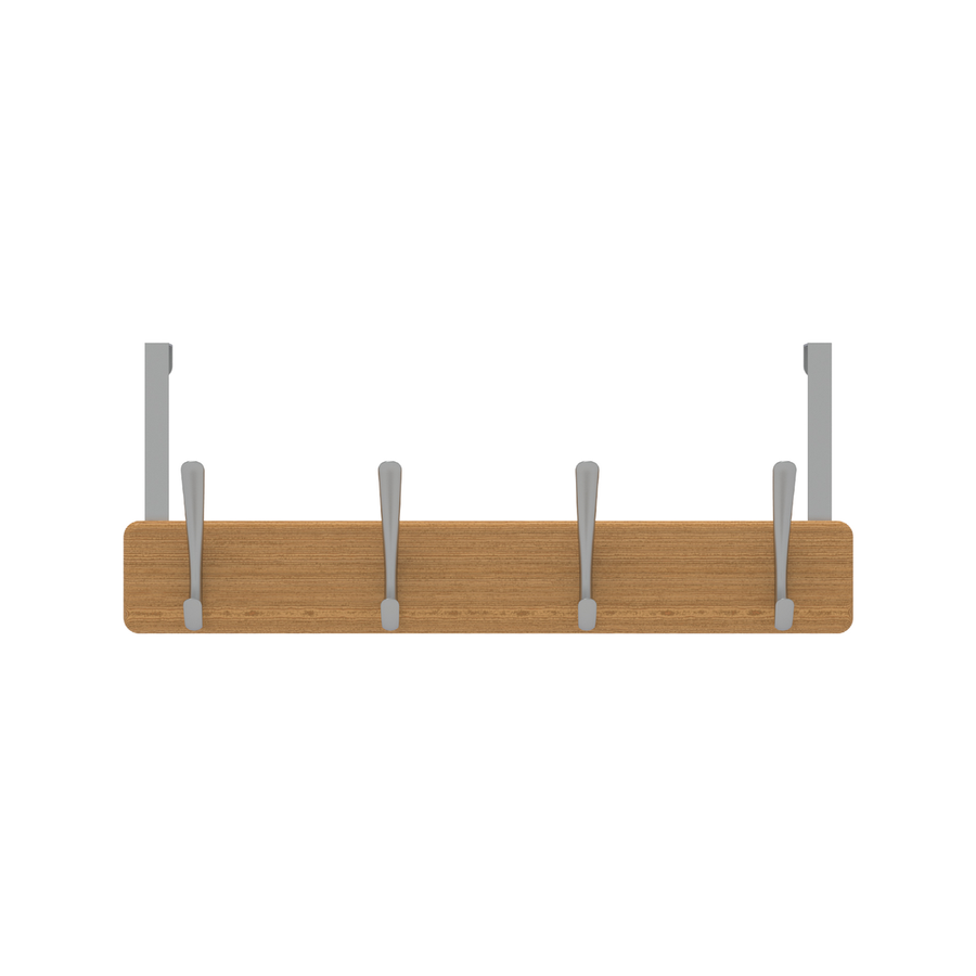 Mode 4 Over Door Hanger - Bamboo Board with 4 Chrome Hooks - 450mm x 70mm - SuperSaverAU - view 1