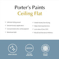 Porter S Flat Ceiling Paint - 4L - 199mm x 191mm x 178mm - White - Excellent Coverage - SuperSaverAU - view 2