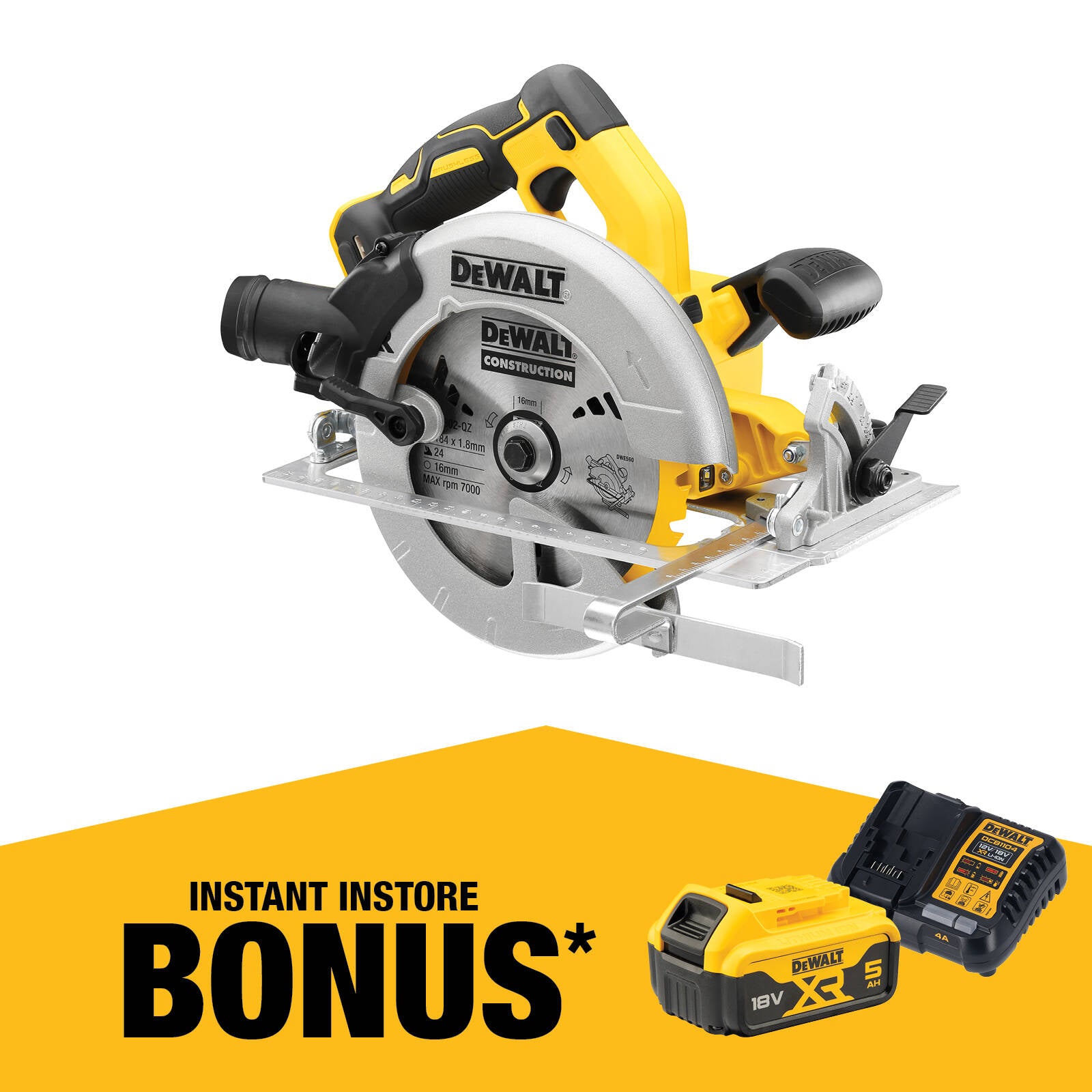 DeWALT 18V XR 184mm Brushless Cordless Circular Saw - Skin Only DCS570N-XE