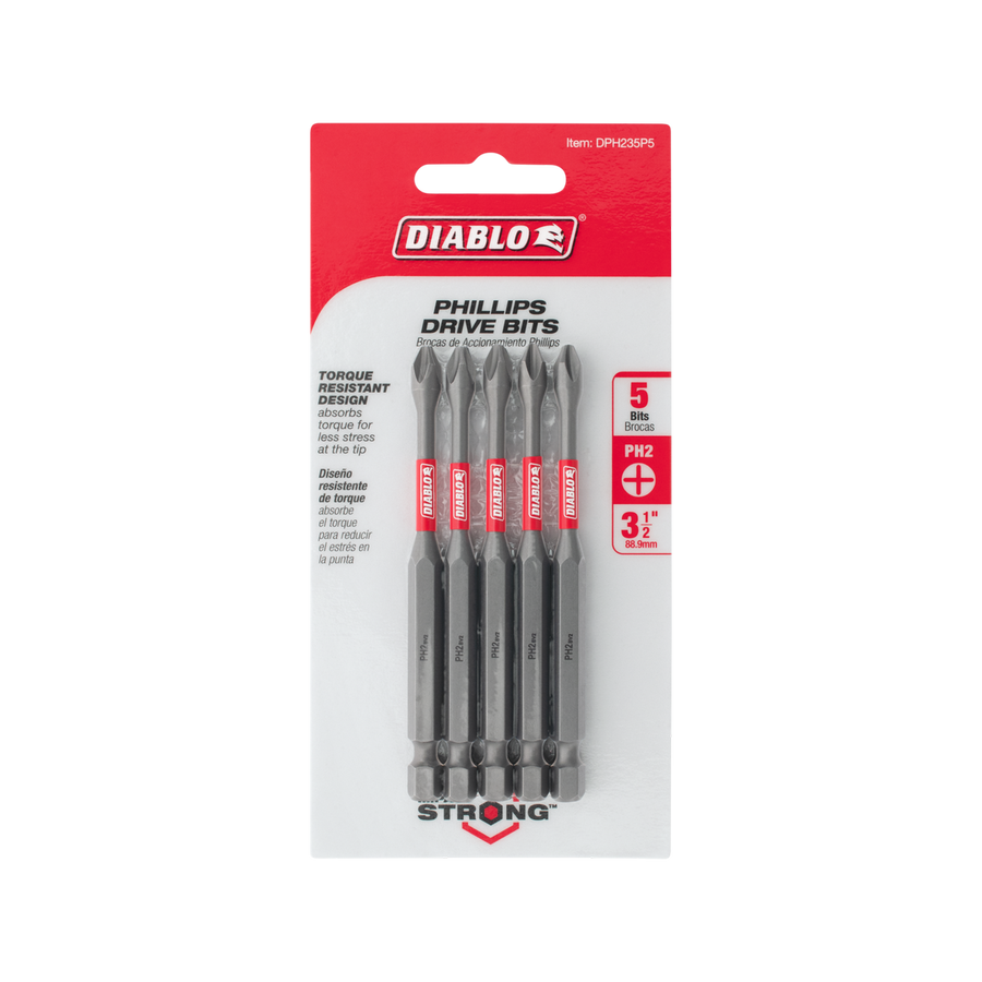 Diablo 90mm PH2 Power Bit 5 Pack - Extreme Durability - Impact Resistant - SuperSaverAU - view 1