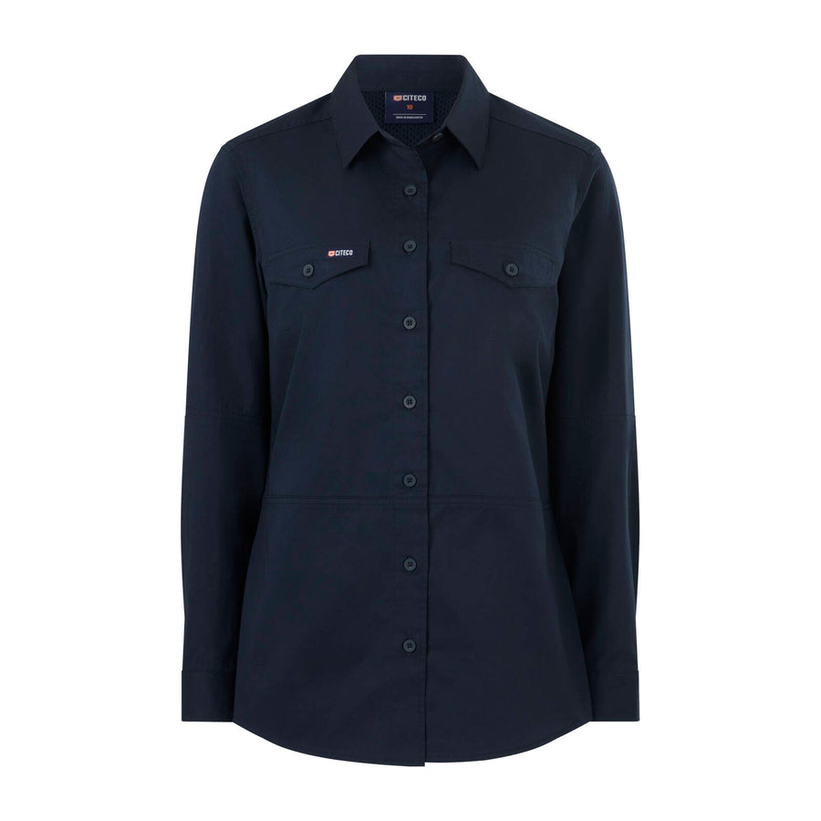 Citeco Women's Long Sleeve Shirt Navy Size 8 - 100% Cotton