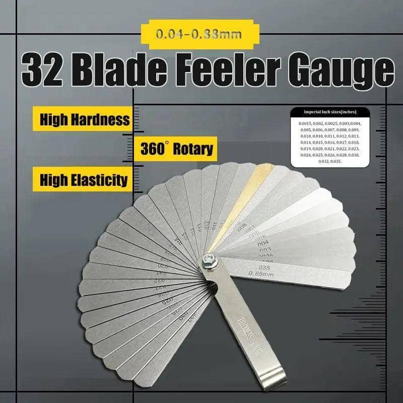 32 Blade Feeler Gauge Dual Marked Metric and Imperial Thickness Gap Tool