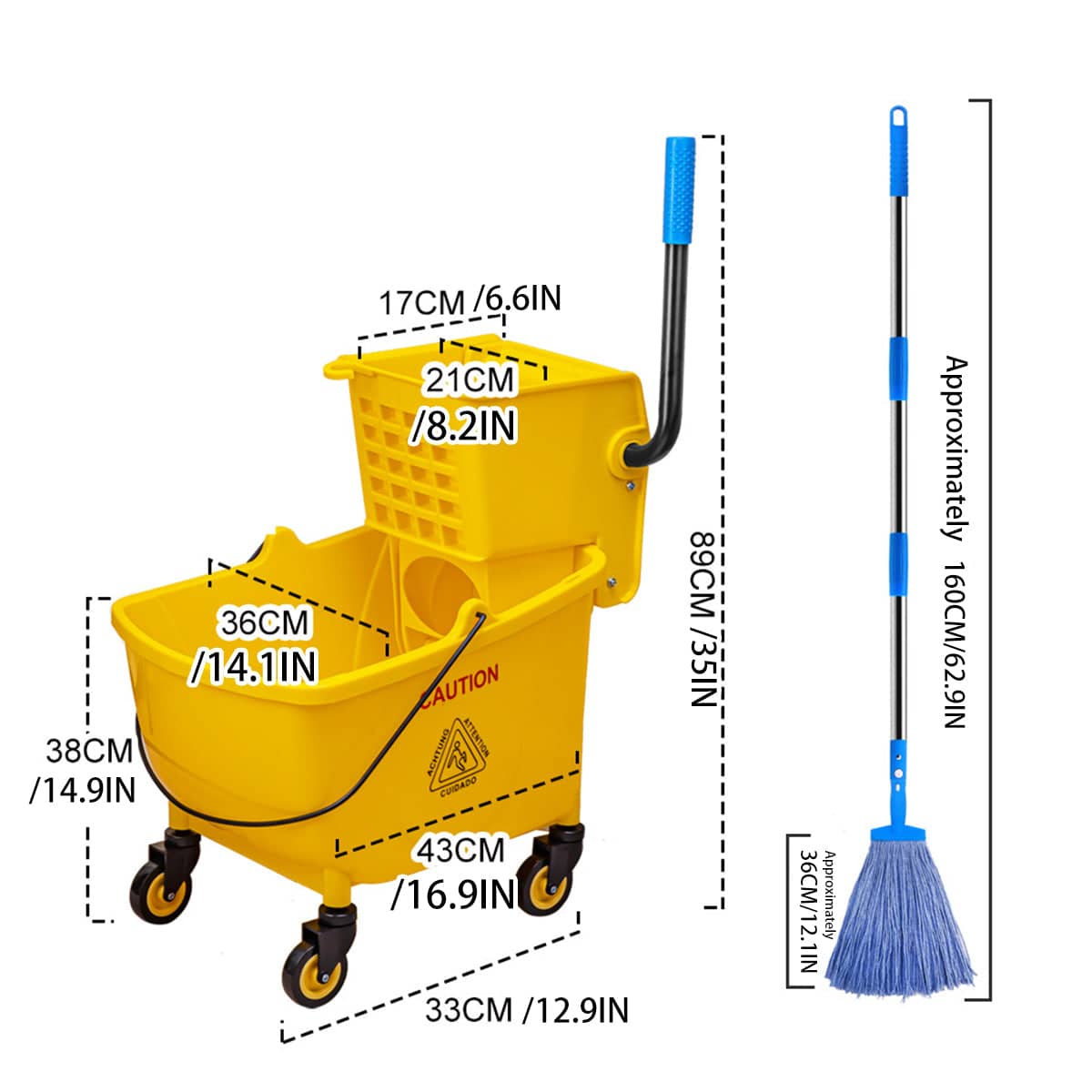 32 Litre Wringer Mop Bucket and Mop Set with Sturdy PP Material for Home Floor Cleaning - view 3