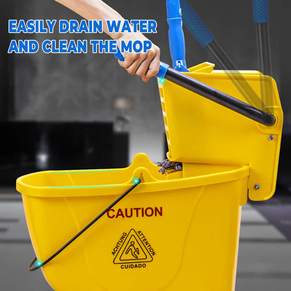 32 Litre Wringer Mop Bucket and Mop Set with Sturdy PP Material for Home Floor Cleaning - view 4
