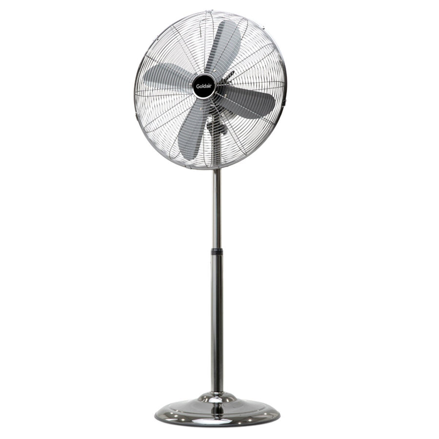 Goldair 45cm Black Chrome Pedestal Fan - 3 Speeds, Oscillation, Height Adjustable - GCPF265