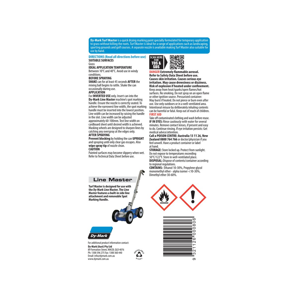 Dy-Mark Turf Master Grass Marking Paint 500g White Quick Dry - SuperSaverAU - view 2