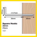Everhang 35mm Steel Square Hook 20 Pack Zinc Plated 10kg Load