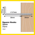 Everhang Zinc Plated Square Hook 35mm 20 Pack - Silver - 10kg Load Rating - SuperSaverAU - view 4