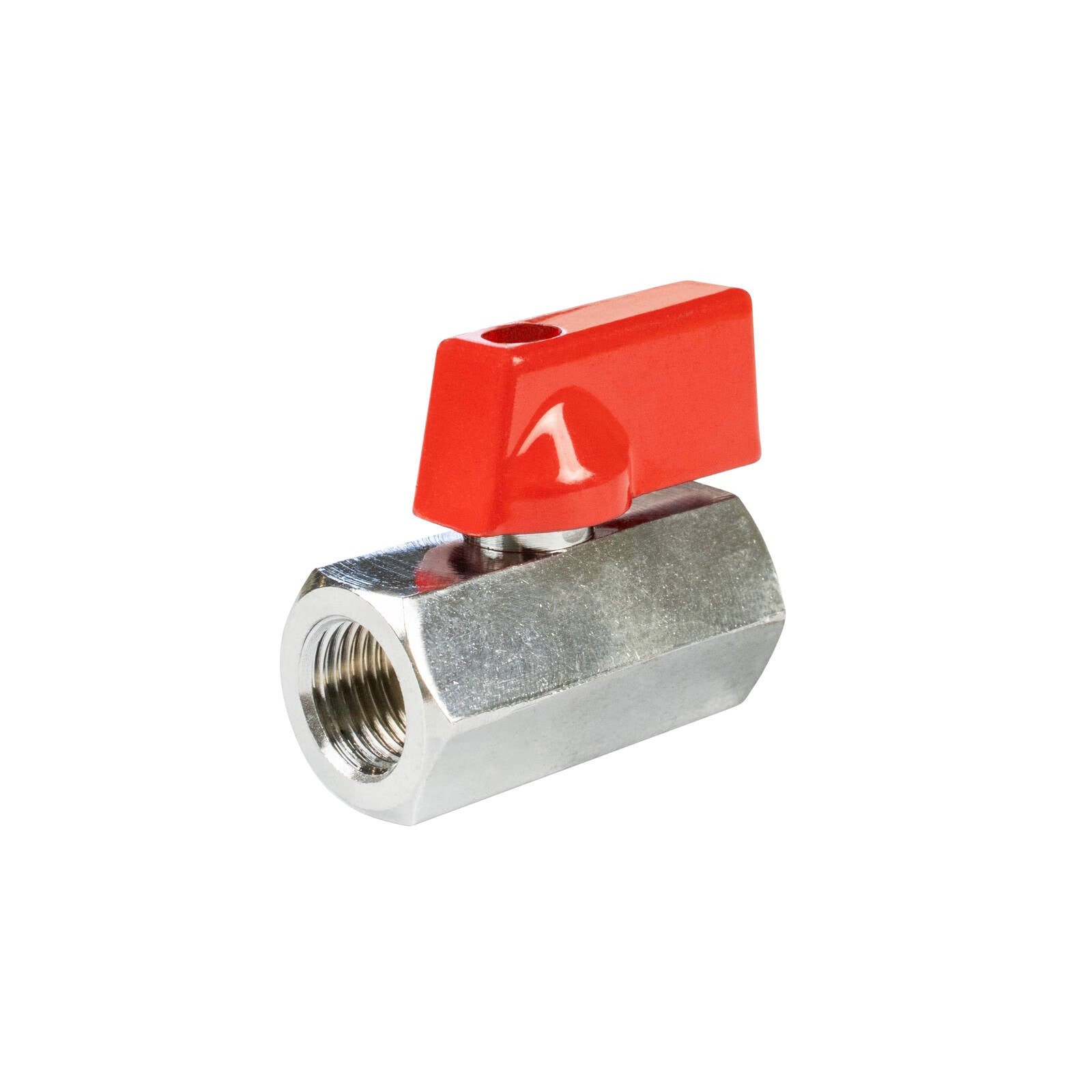 JFLEX Mini Ball Valve 1/4" BSP Female, Nickel-Plated Brass