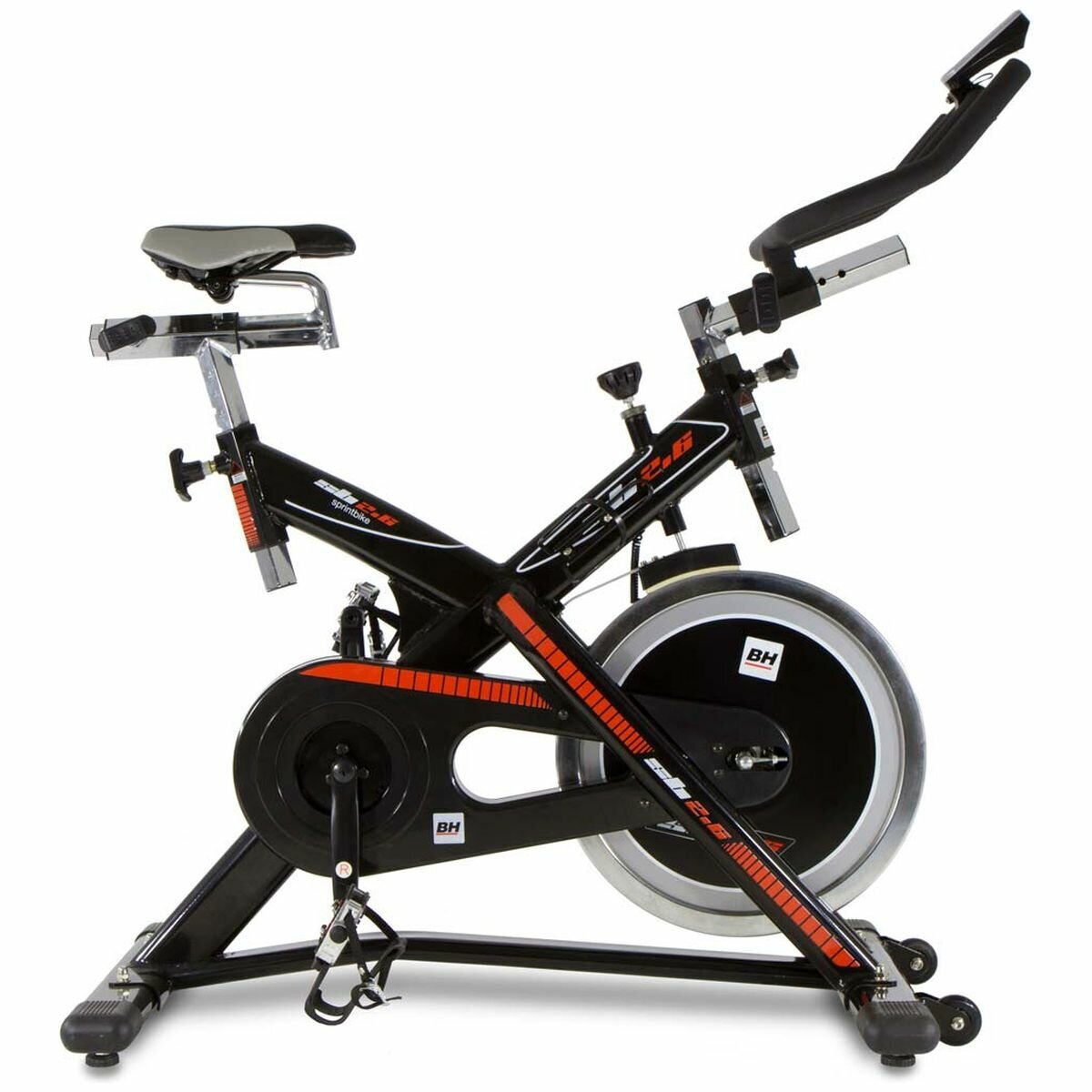 BH Fitness SB2.6 spin bike - black - heart rate monitor - flywheel - transport wheels - H9173