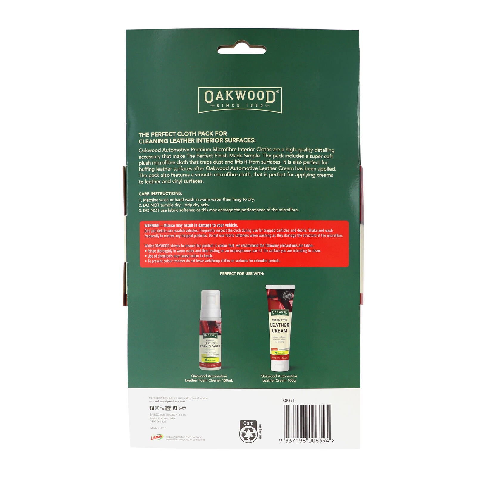 Oakwood 450 x 450mm Premium Microfibre Auto Interior Cloth 2 Pack