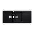 Abey Schock Signus 1 and 3/4 Bowl Topmount Sink with Right Hand Drainer - Pure Black Cristadur - D200PL