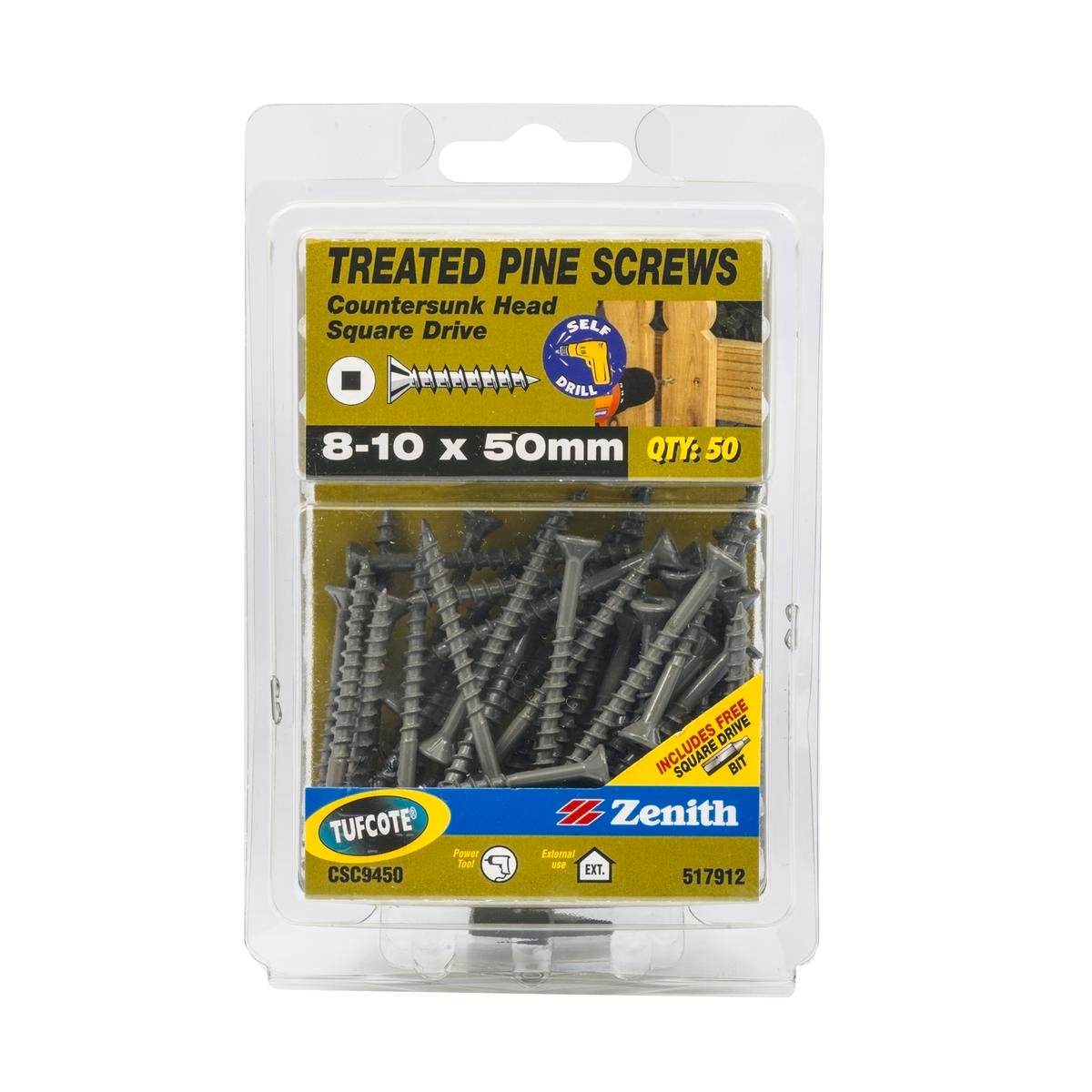 Zenith Countersunk Head Screws 8 10 x 50mm Tufcote 50 Pack - SuperSaverAU - view 1