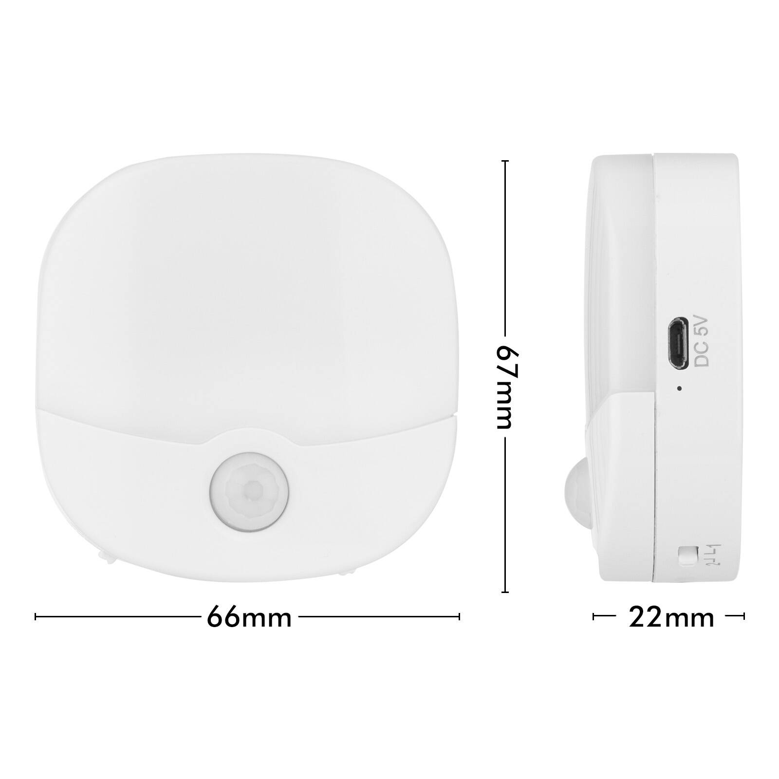 Arlec 67 x 22mm White Rechargeable Motion Sensor Square Night Light
