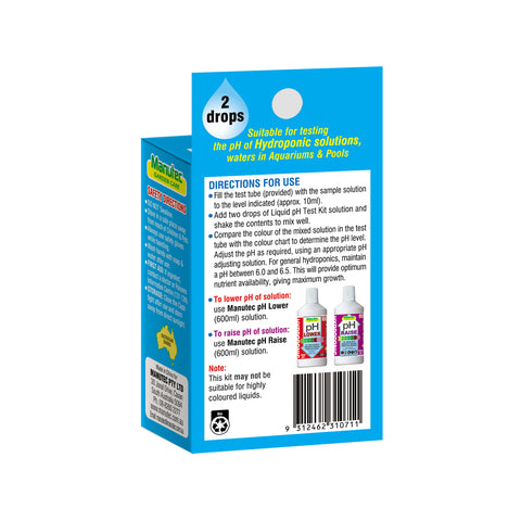 Manutec 50ml Hydroponic Liquid pH Test Kit