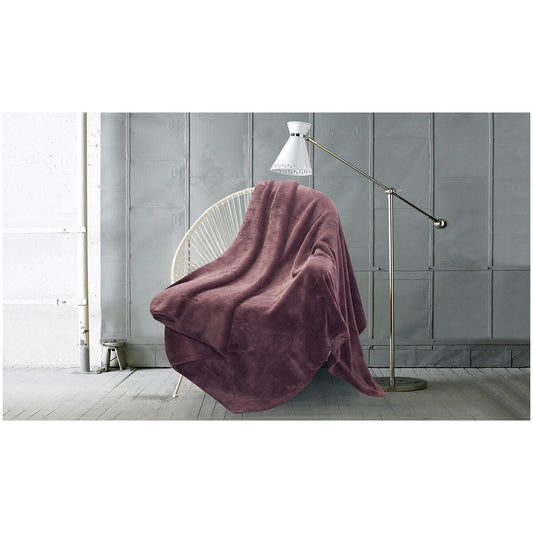 Amari Luxury Velvet Throw 152cm x 177cm Light Brown Oversize Warm Cozy Plush 600 gsm