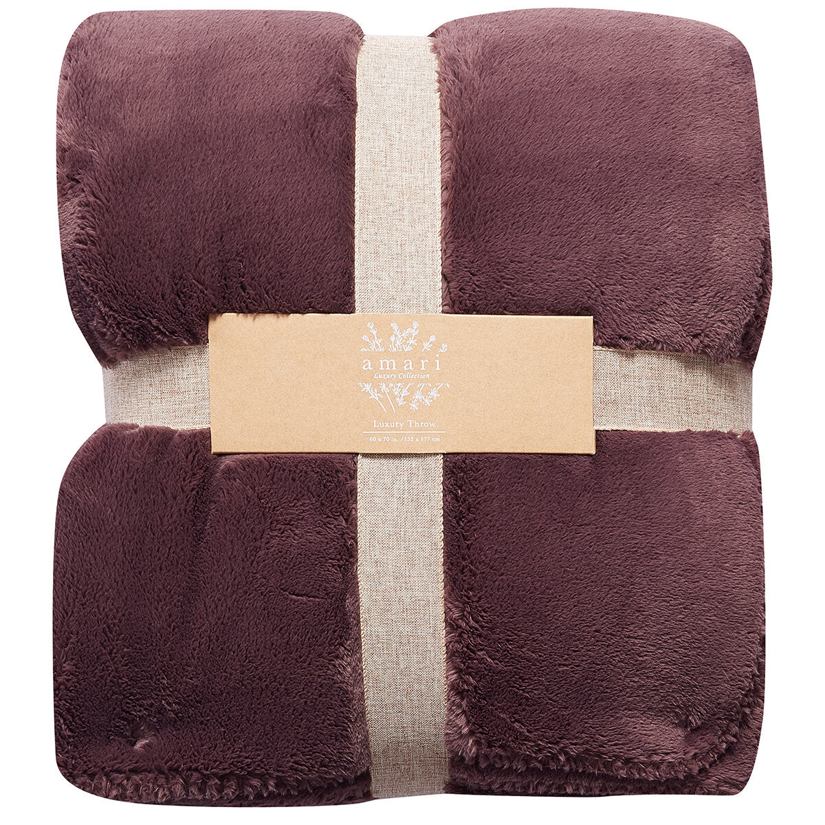 Amari Luxury Velvet Throw 152cm x 177cm Light Brown Oversize Warm Cozy Plush 600 gsm