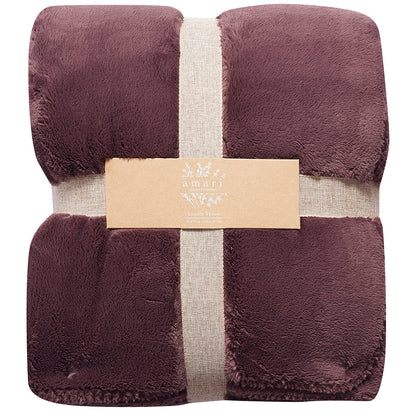 Amari Luxury Velvet Throw 152cm x 177cm Light Brown Oversize Warm Cozy Plush 600 gsm