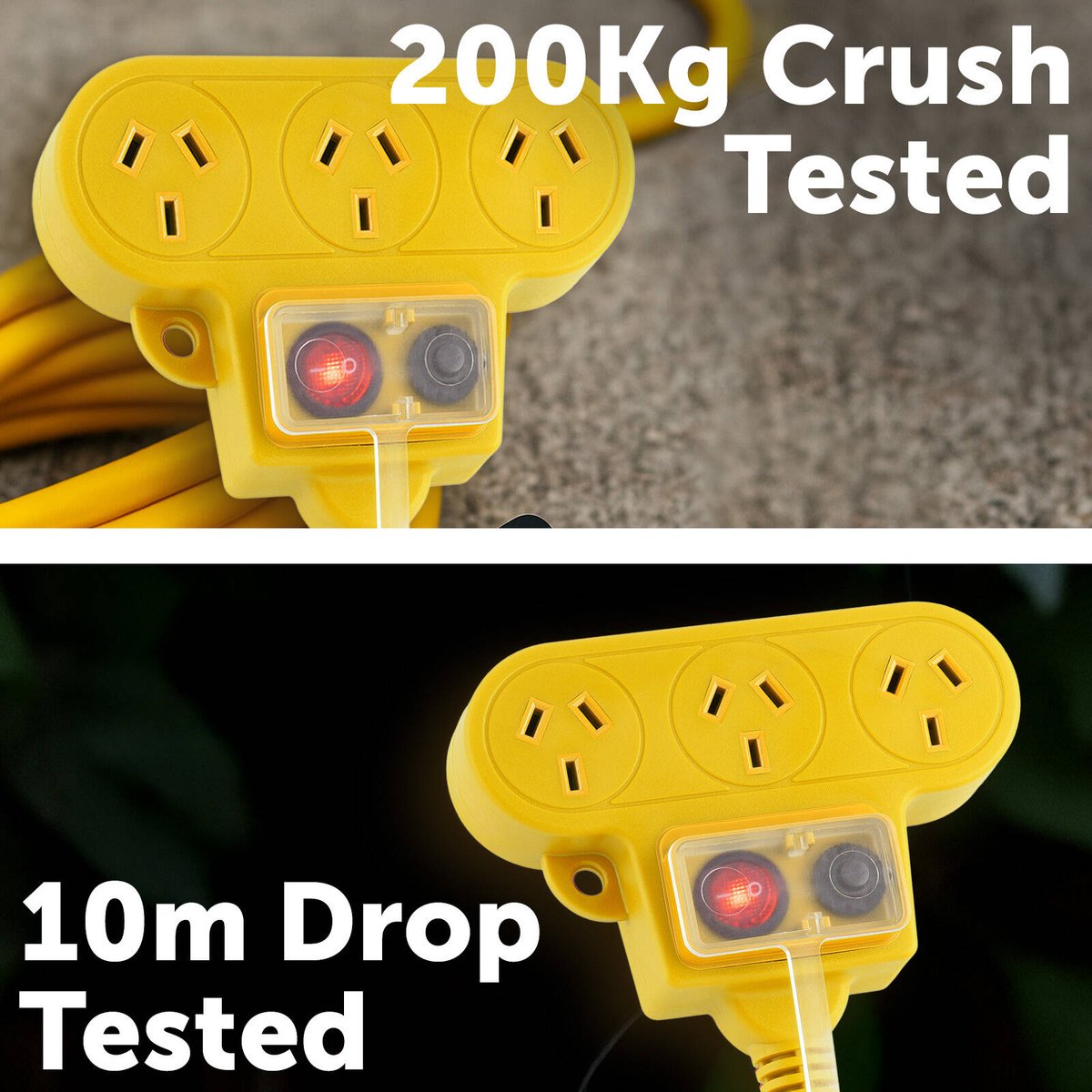 Arlec 15m Heavy Duty Triple Socket Extension Lead - Yellow - 3 Outlets - SuperSaverAU - view 4