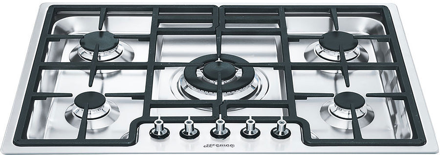 Smeg 72cm 5 Burner Gas Cooktop - Stainless Steel - Ultra-Rapid Wok Burner - Flame Failure Device - PGA75-4
