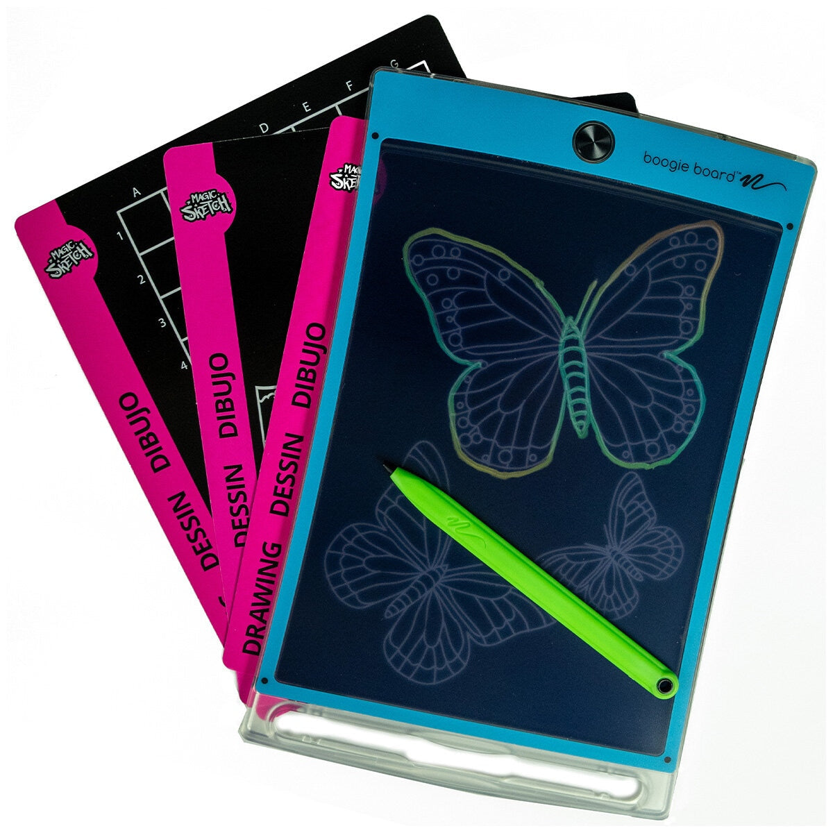 Boogie Board Magic Sketch Club Pack | Reusable Drawing Kit with Carrying Case | Transparent Colourful Surface | No Mess Toy | CR2016 Battery