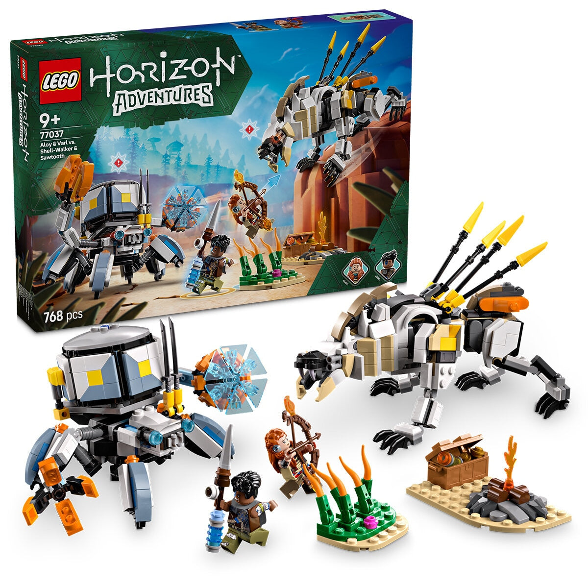 LEGO Horizon Adventures Aloy & Varl vs. Shell-Walker & Sawtooth Toy 77037 - SuperSaverAU - view 1