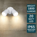 Brilliant White Raptor III Twin Flood Light - 20W - 1800 Lumens - IP65 Weather Resistant - SuperSaverAU - view 4