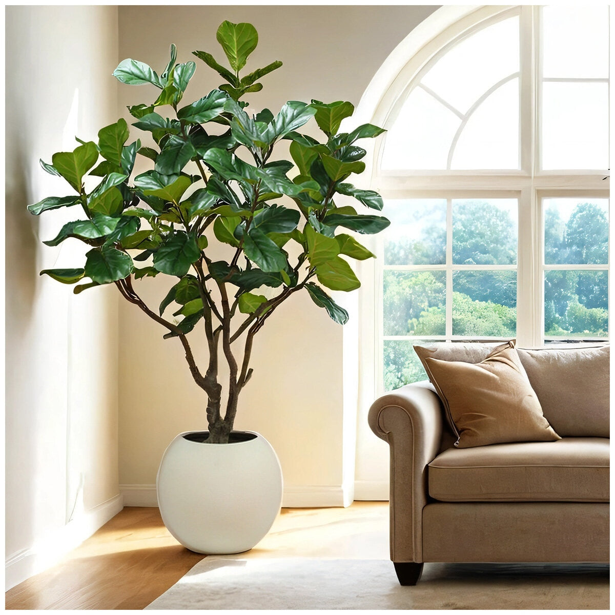CGH Artificial Fiddle Leaf Fig Tree 2.4M Lifelike Realistic Appearance High-Quality Artisan Planter Indoor Use