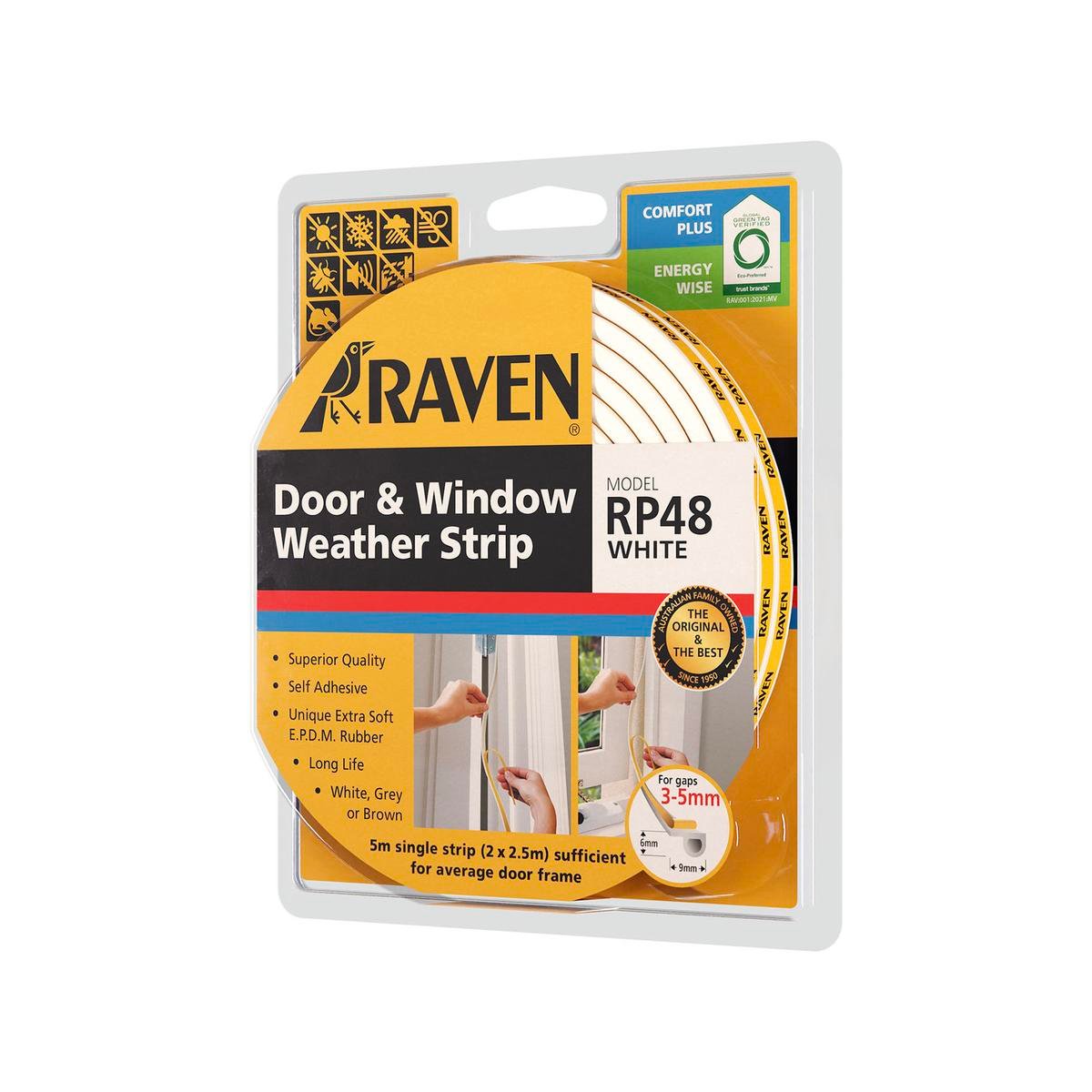 Raven Weather Strip - 5000mm White EPDM - Stops Draughts & Noise - SuperSaverAU - view 1