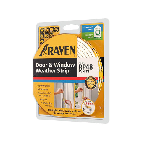 Raven Weather Strip - 5000mm White EPDM - Stops Draughts & Noise - SuperSaverAU - view 1