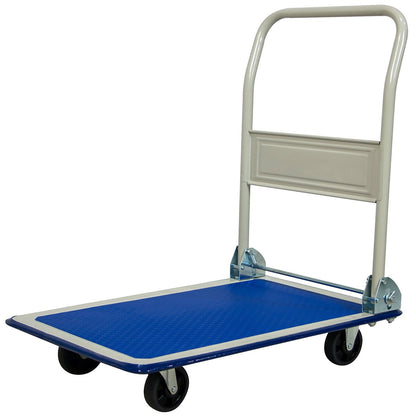 Folding Platform Trolley 150kg with Durable Steel Platform, Non-Slip PVC Covering, TPR Wheels - Ideal for Office, Warehouse, and Garage