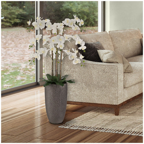 CGH 1.2M White Artificial Phalaenopsis Orchid Arrangement in Modern Planter - SuperSaverAU - view 1