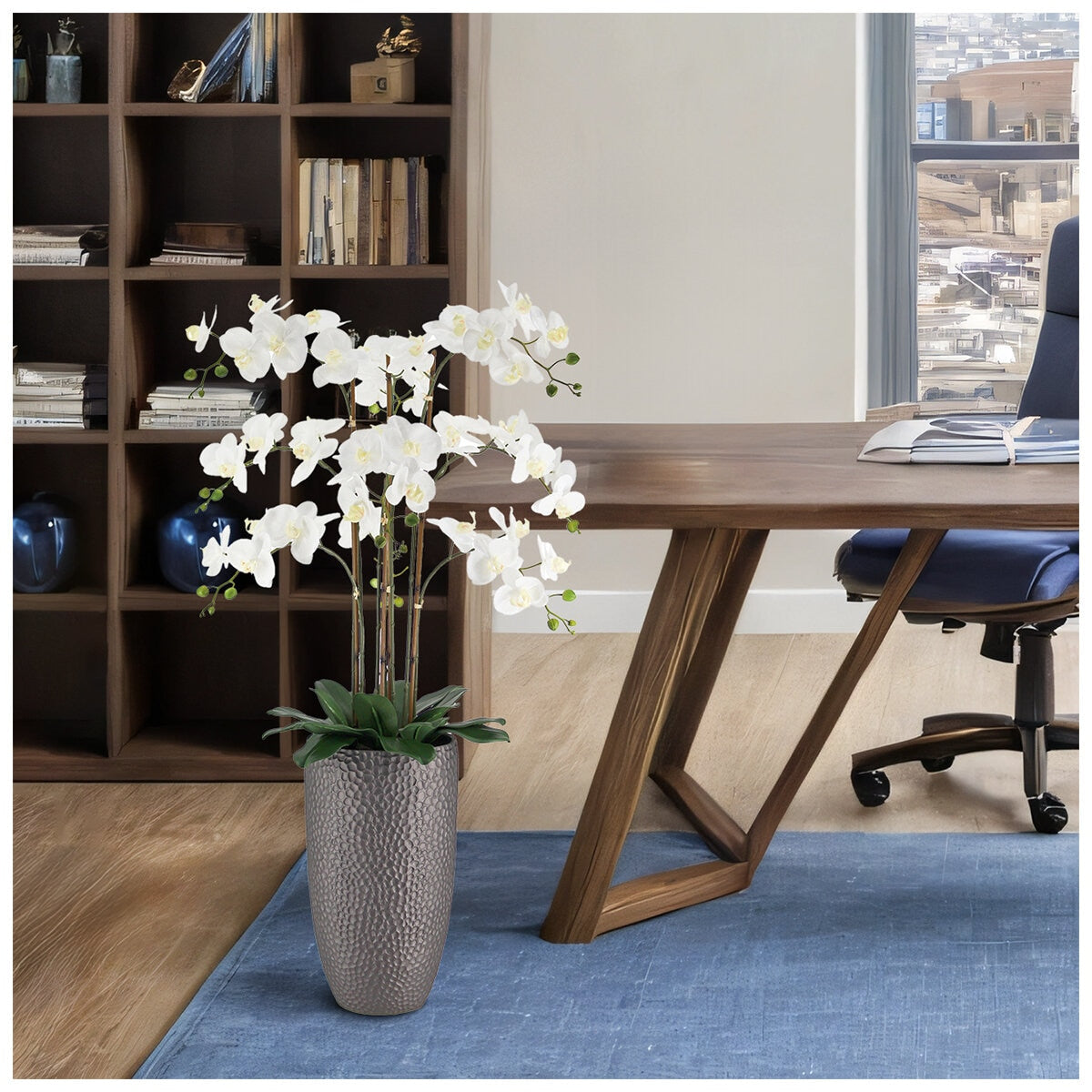 CGH 1.2M White Artificial Phalaenopsis Orchid Arrangement in Modern Planter - SuperSaverAU - view 8