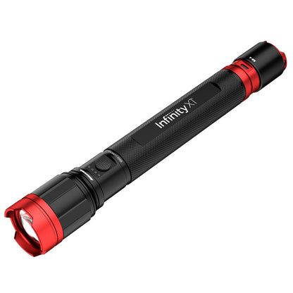 Infinity X1 5000 Lumen Dual Power Focusing Flashlight with USB Ports, Rechargeable Battery, Twist-to-Focus Beam, Aircraft Grade Aluminium Body