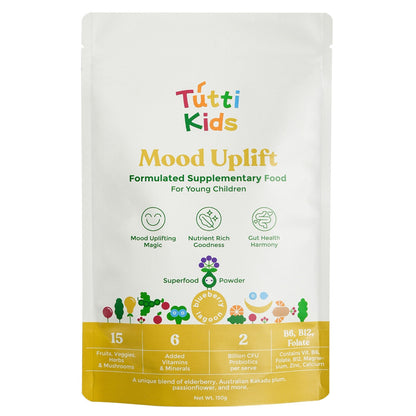 Tutti Kids Mood Uplift 150g – Blueberry-Flavored Probiotic Superfood Powder for Mood & Gut Health